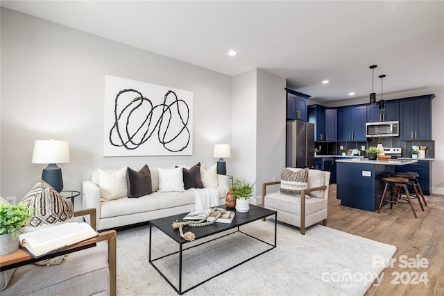 living room with light wood-type flooring