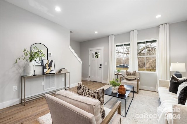 living room featuring light hardwood / wood-style floors