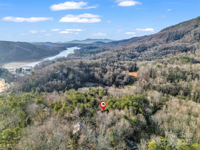 view of mountain feature featuring a water view