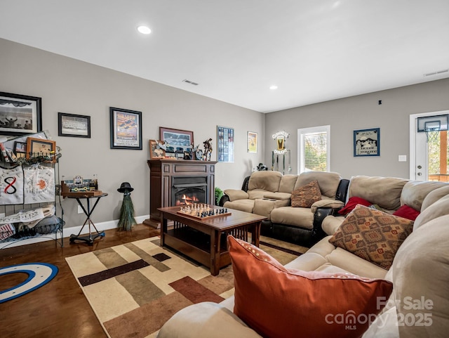 living room with wood-type flooring