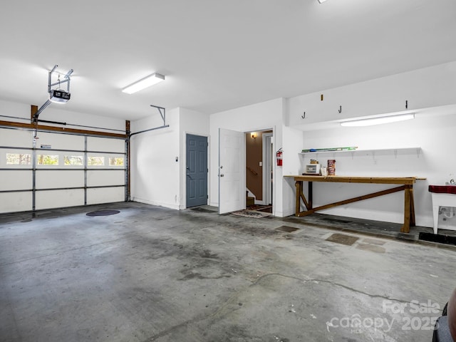 garage with a garage door opener