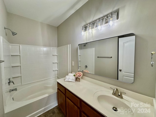 bathroom with vanity and tub / shower combination