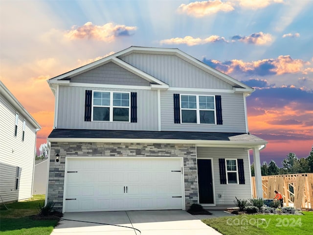 view of front of home featuring a garage