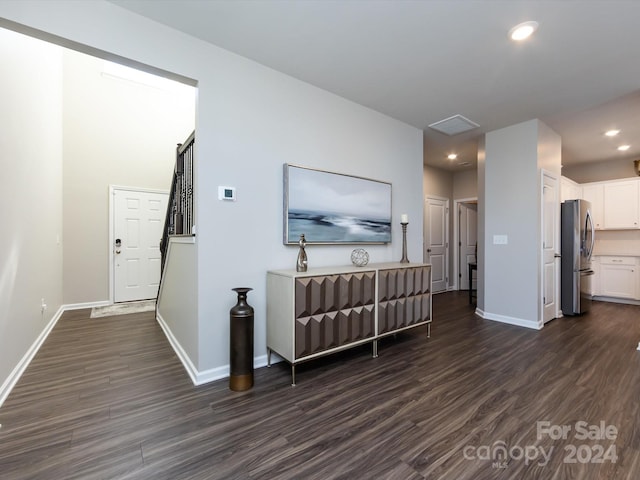 15533 Capps Rd, Charlotte, NC 28278 - living area with dark wood-type flooring and recessed lighting