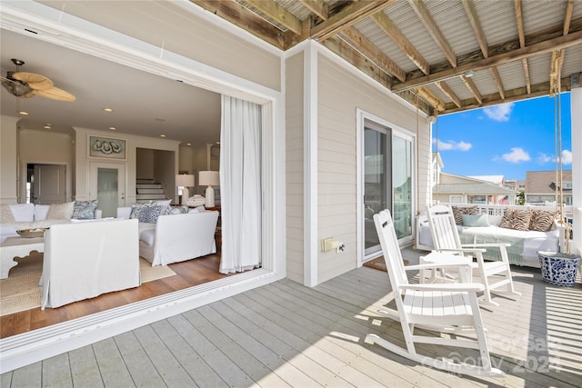 deck featuring ceiling fan