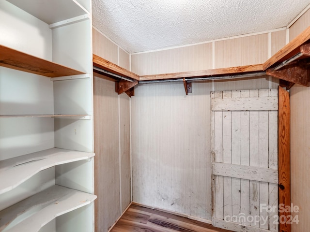 spacious closet with light hardwood / wood-style flooring