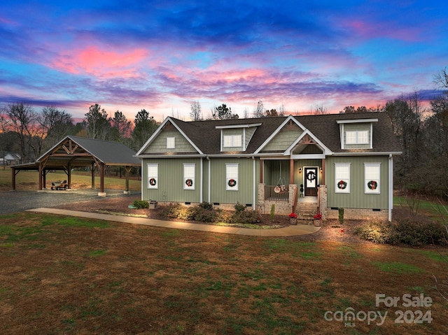 craftsman-style home with a carport