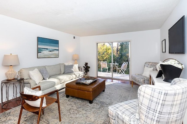 living room with light hardwood / wood-style floors