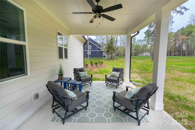 1875 Rock Hill Church Rd Unit 4, Matthews, NC 28104 - view of patio / terrace featuring ceiling fan and outdoor lounge area