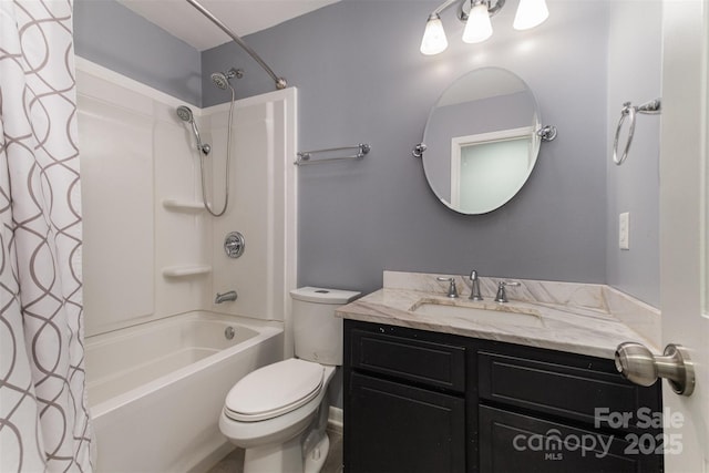 full bathroom featuring toilet, vanity, and shower / bath combo