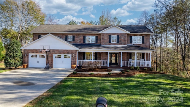 view of front of property with a front lawn and a porch