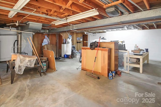 view of unfinished basement