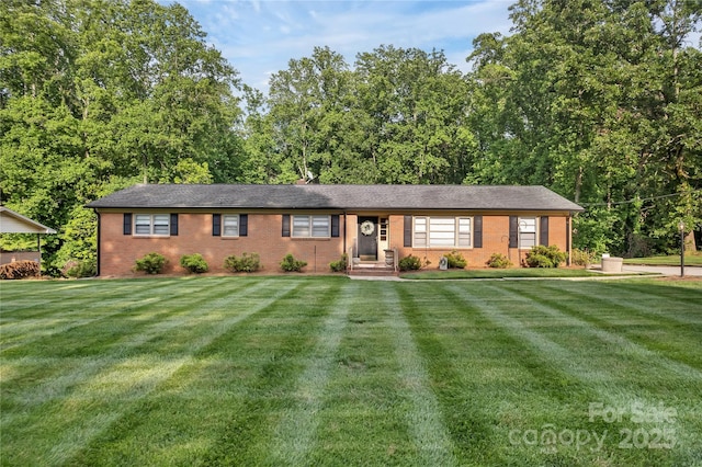 216 Delview Dr, Cherryville, NC 28021 - ranch-style home featuring brick siding and a front lawn