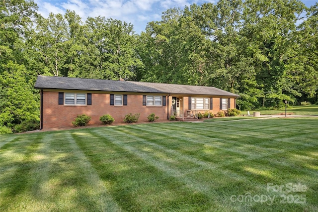 216 Delview Dr, Cherryville, NC 28021 - single story home with a front lawn and brick siding
