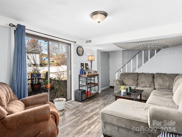 living room featuring wood-type flooring