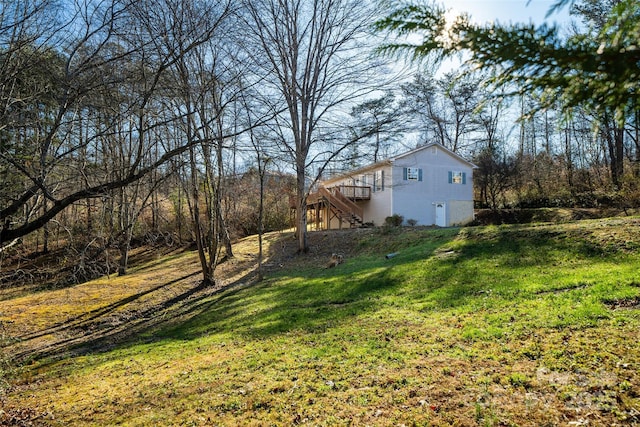 view of yard with a deck