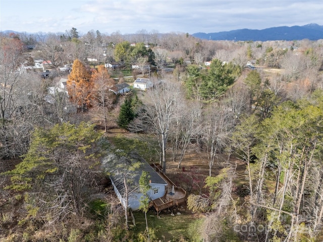 drone / aerial view with a mountain view