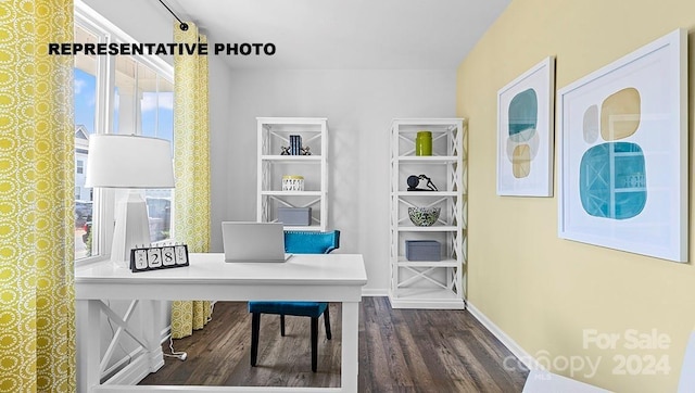 office featuring dark hardwood / wood-style floors and a wealth of natural light