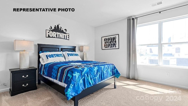 bedroom with carpet flooring and multiple windows