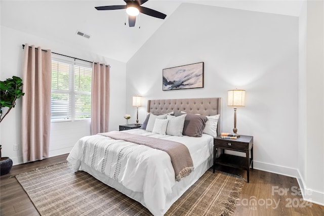 20 Heartleaf Cir Lot 7, Arden, NC 28704 - bedroom with wood finished floors, high vaulted ceiling, and ceiling fan