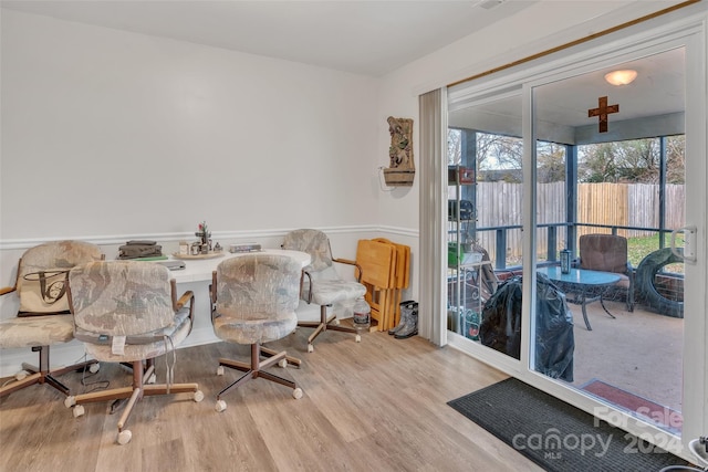 living area with light wood-type flooring