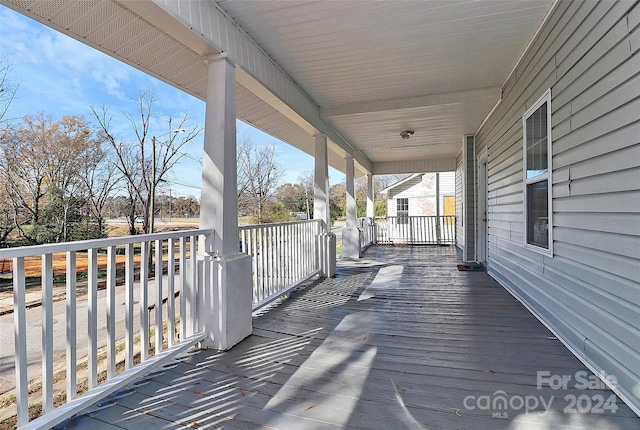 wooden deck with covered porch