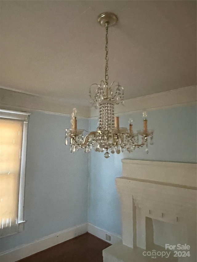 interior space featuring an inviting chandelier