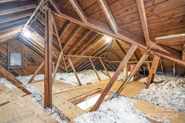 view of unfinished attic