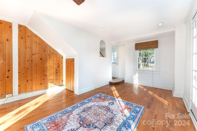 103 Pine St, Black Mountain, NC 28711 - entryway with hardwood / wood-style flooring and ornamental molding