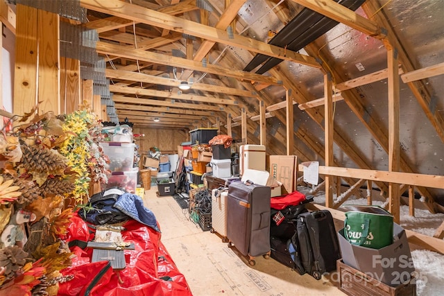 view of unfinished attic