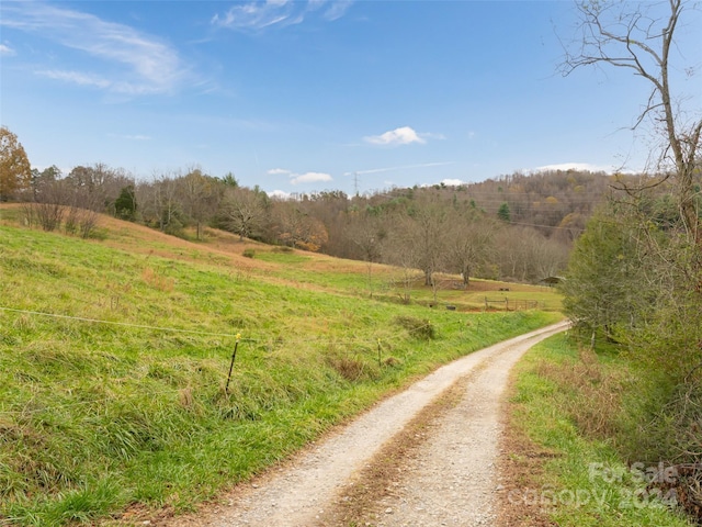 view of street with a rural view