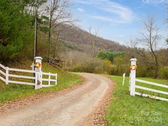 view of street with a mountain view