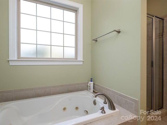 bathroom with independent shower and bath