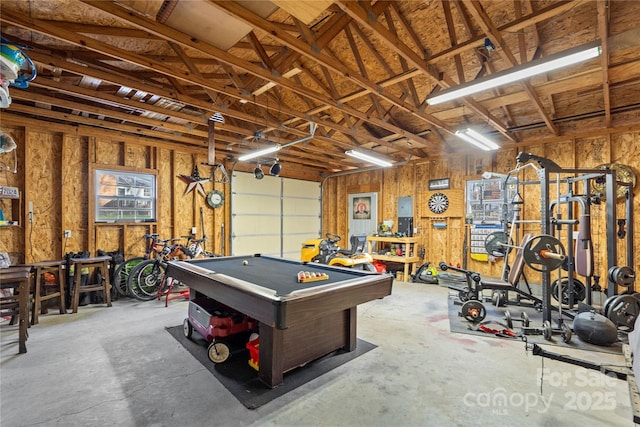 game room featuring concrete flooring and pool table