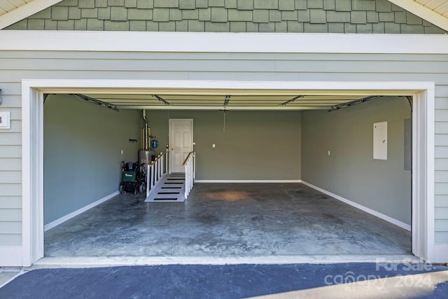 garage featuring water heater