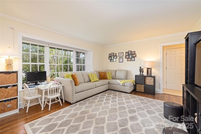 5431 Park Rd, Charlotte, NC 28209 - living area with wood finished floors and ornamental molding