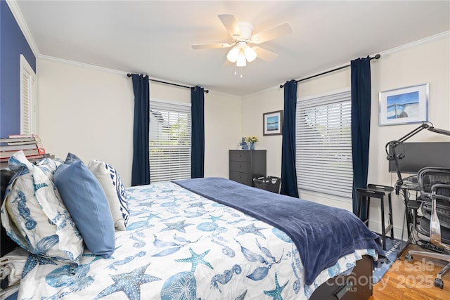 5431 Park Rd, Charlotte, NC 28209 - bedroom featuring ornamental molding and a ceiling fan