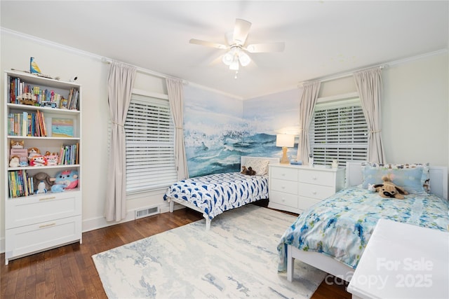 5431 Park Rd, Charlotte, NC 28209 - bedroom featuring visible vents, a ceiling fan, and wood finished floors