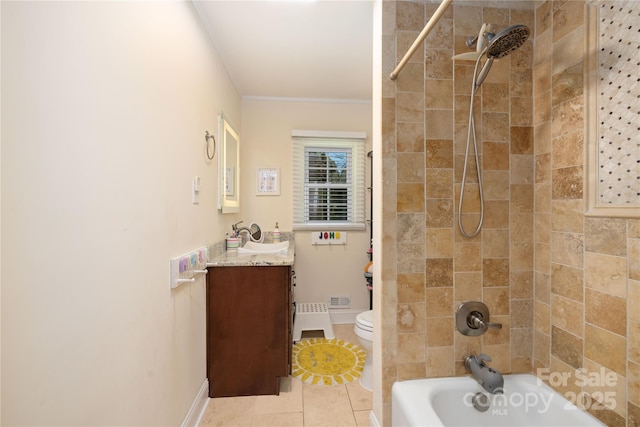 5431 Park Rd, Charlotte, NC 28209 - full bathroom featuring vanity, tile patterned floors, toilet, visible vents, and bathtub / shower combination