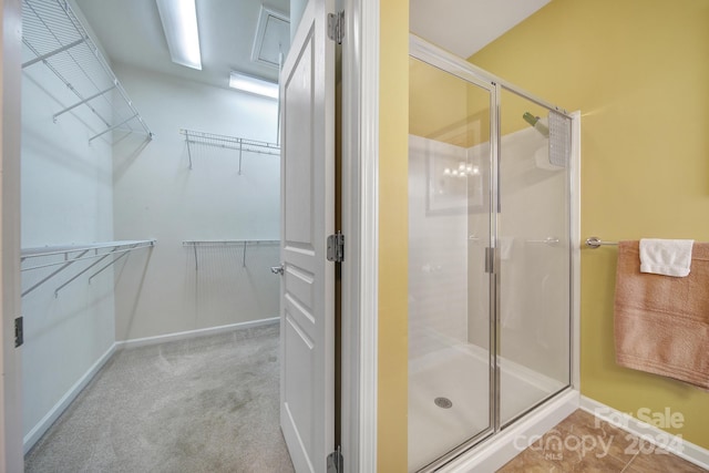 bathroom featuring walk in shower