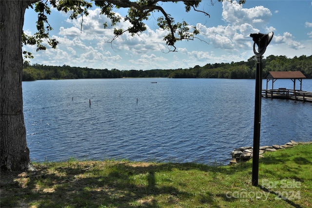 property view of water featuring a dock