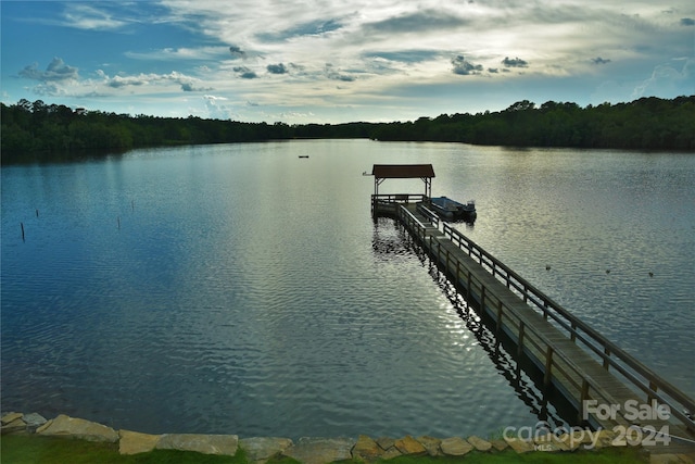 view of dock featuring a water view