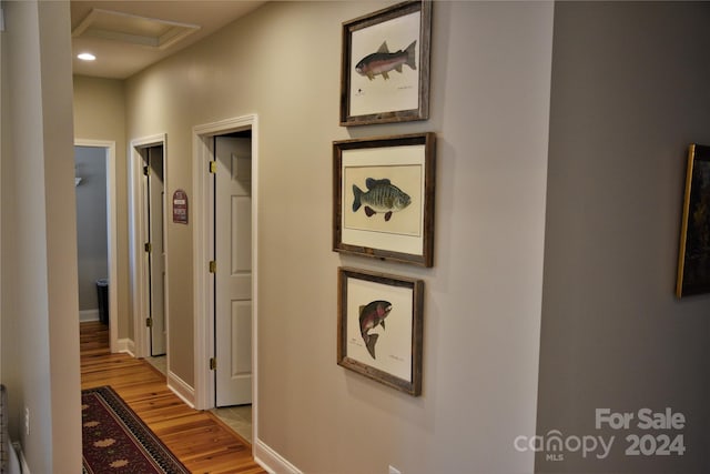 corridor featuring light hardwood / wood-style floors