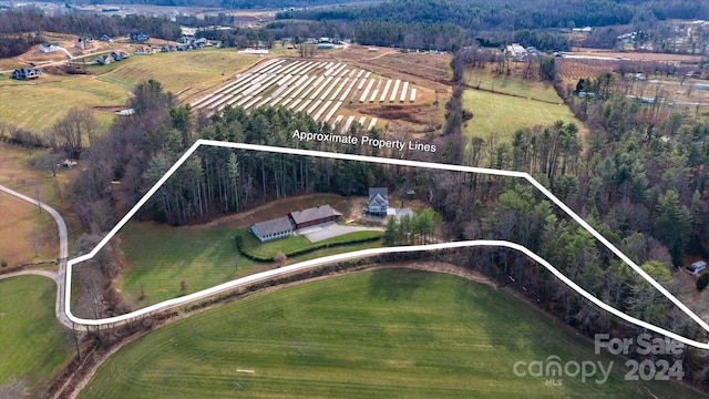 aerial view featuring a rural view