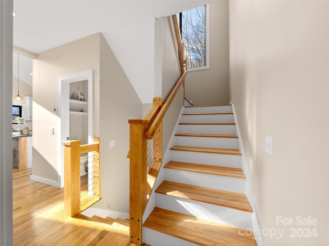 154 Aster Ridge Dr, Waynesville, NC 28786 - staircase featuring wood finished floors