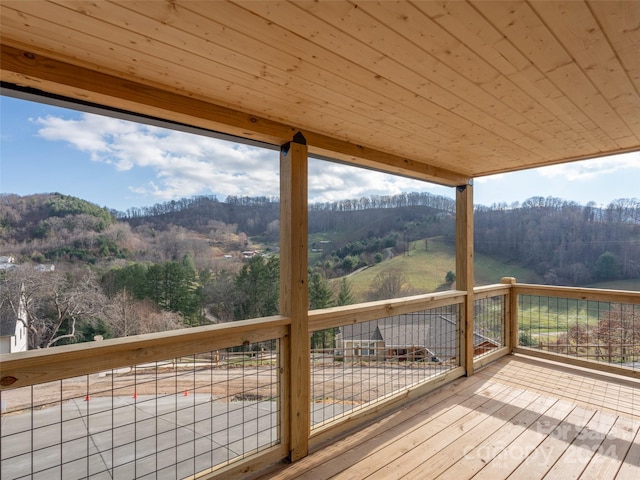 154 Aster Ridge Dr, Waynesville, NC 28786 - wooden terrace with a mountain view