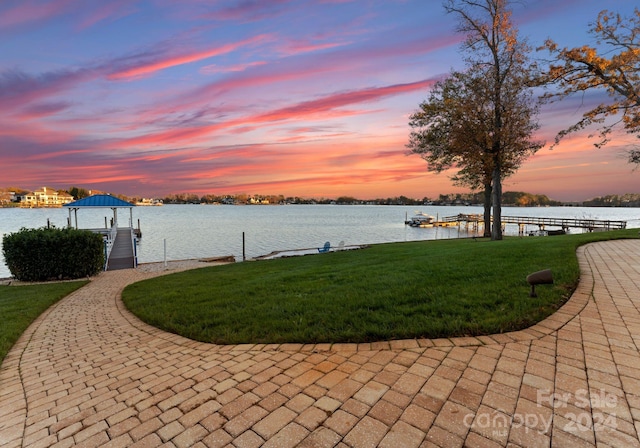 property view of water with a boat dock