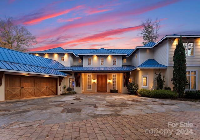 view of front of house with a garage