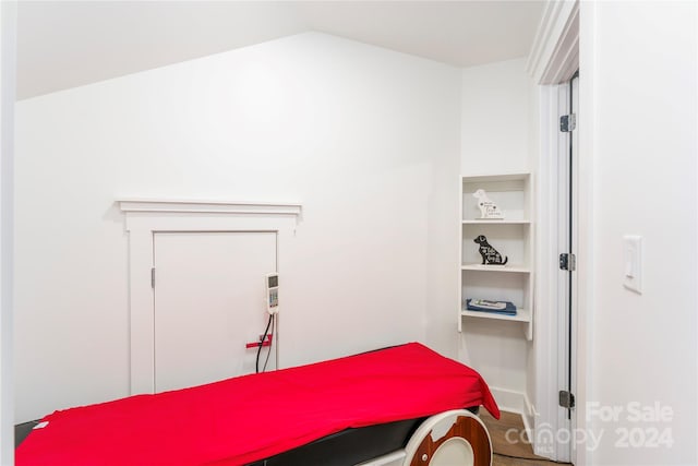 bedroom featuring vaulted ceiling