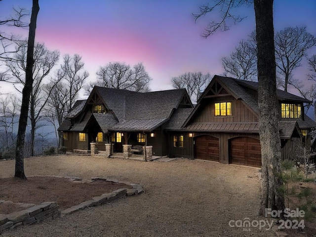 view of front of property featuring a garage